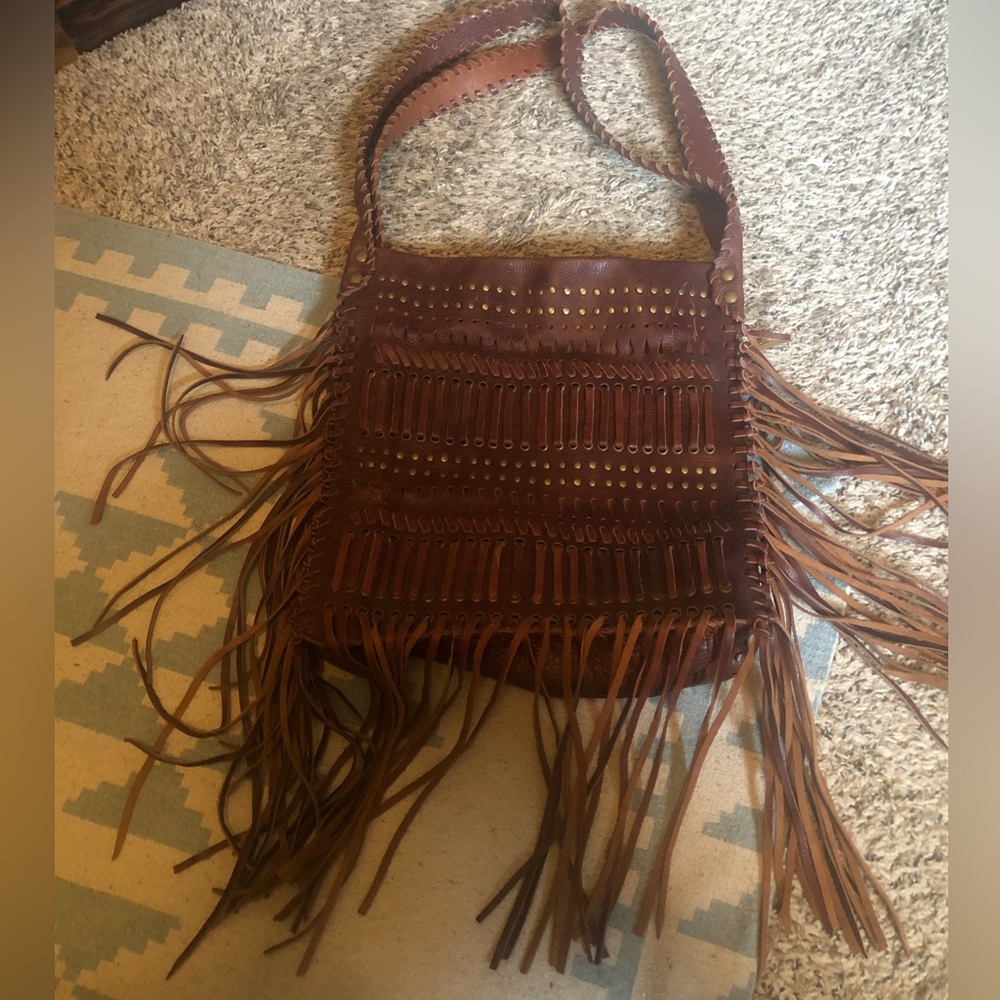 Raj leather fringe purse